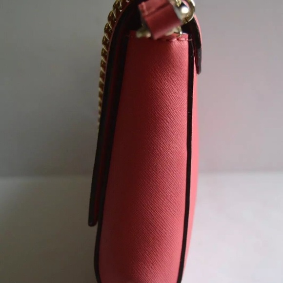 Kate Spade Crossbody Bag Laurel Way Pink Leather/Chain Link - Picture 4 of 9